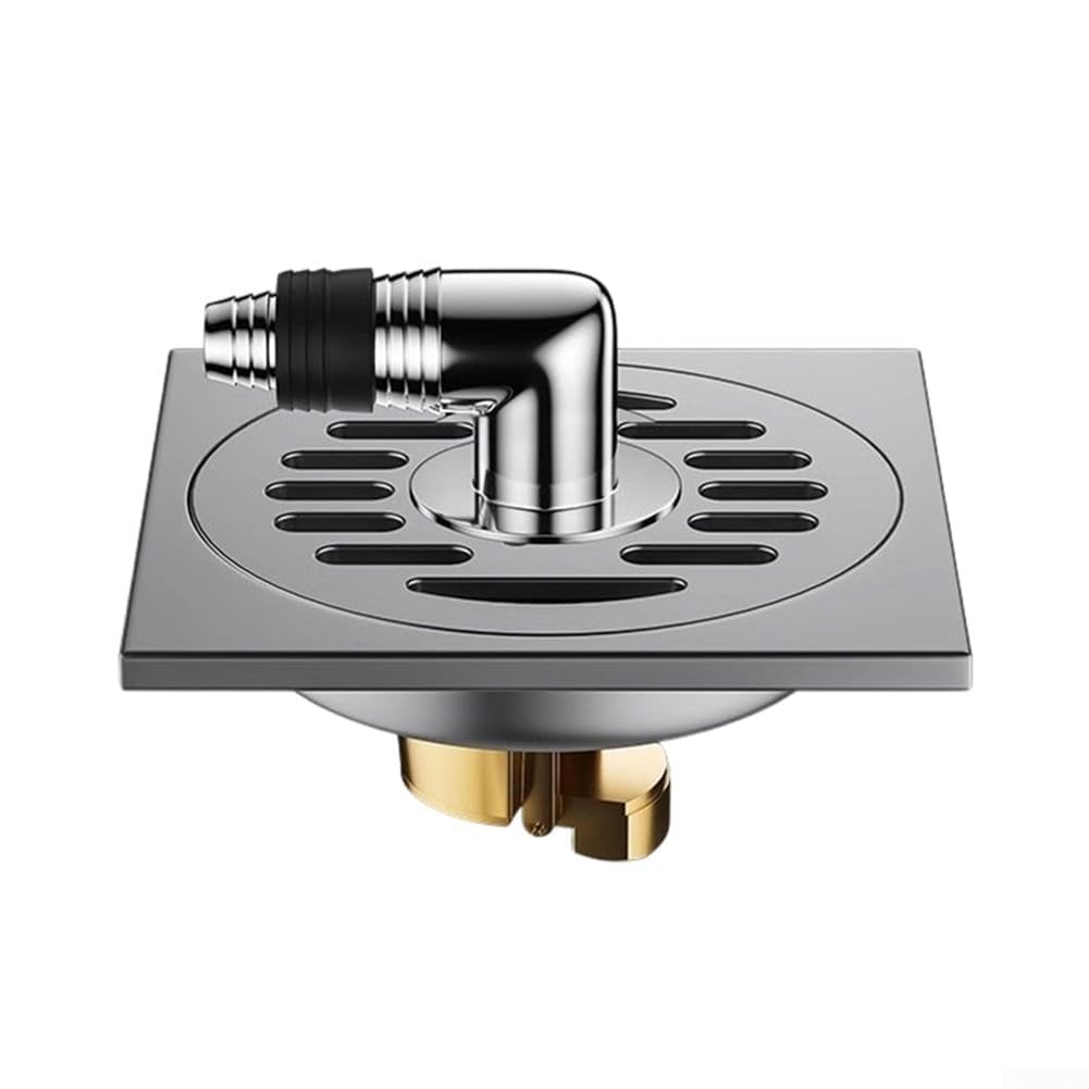 Scarico a pavimento in acciaio inox con anima in rame, controllo automatico e filtro detriti per doccia bagno, grigio, 10 x 10 cm (5)