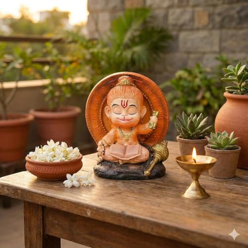 Image of Baby Hanuman Idol for Home Pooja & Mandir - Cute Veer Hanuman Ji Murti, Small Spiritual Statue for Meditation, Home Temple Decor & Religious Gift Showpiece