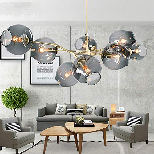 Plafonnier suspension gris 7 lumières Sputnik E27 design moderne et chic
