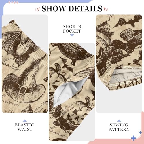 Halloween Cat Bat Boys Long Pants Soft Trousers Elastic Waist Kids Lounge Bottoms with Pockets S-XL4