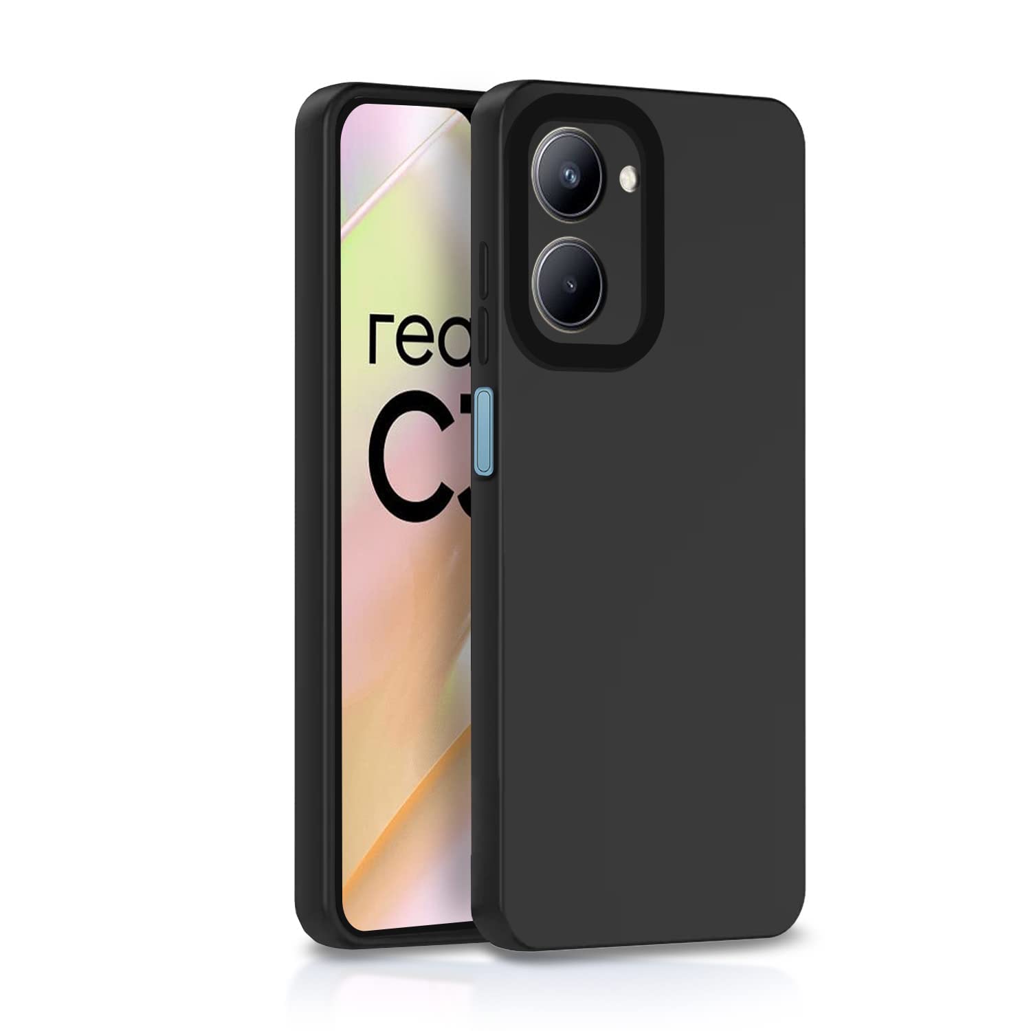 Pikkme Back Cover for Realme C33 | Slim Soft Matte Silicone Cover with Camera Protection & Shockproof Bumper Case (Black)