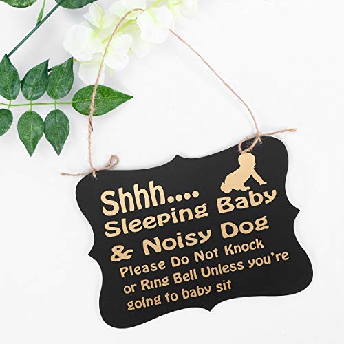 Zoonai Baby Sleeping Sign Shhh Baby Sleeping Wooden Door Sign Do Not Disturb Hanger Sign Hanging Decoration For Bedroom Nursery Baby Kids Rooms (Sleeping Baby) #TOP6