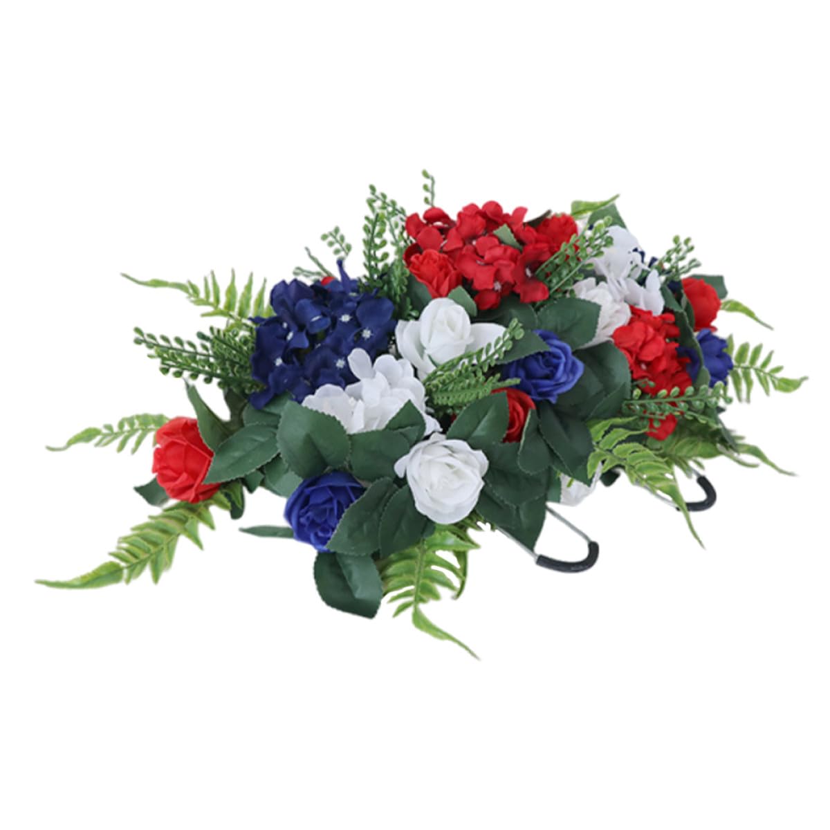 SECFOU Composition de Fleurs Artificielles Résistante à L'extérieur pour Cimetière en Tissu de Soie et Fer Décor Élégante pour Tombe et Cérémonie Commémorative