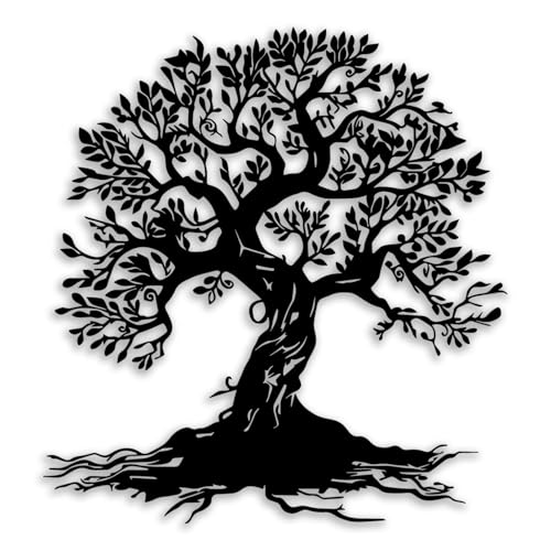 Tree of Life Metal Wall Decor - Room Decor Wall Art Home Decor for Living Room Bedroom Office Garden Courtyard (Black)