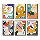iMagitek Set of 6 Unframed Colorful Modern Abstract Minimalist Retro Pop Wall Art Poster (8' x 10')