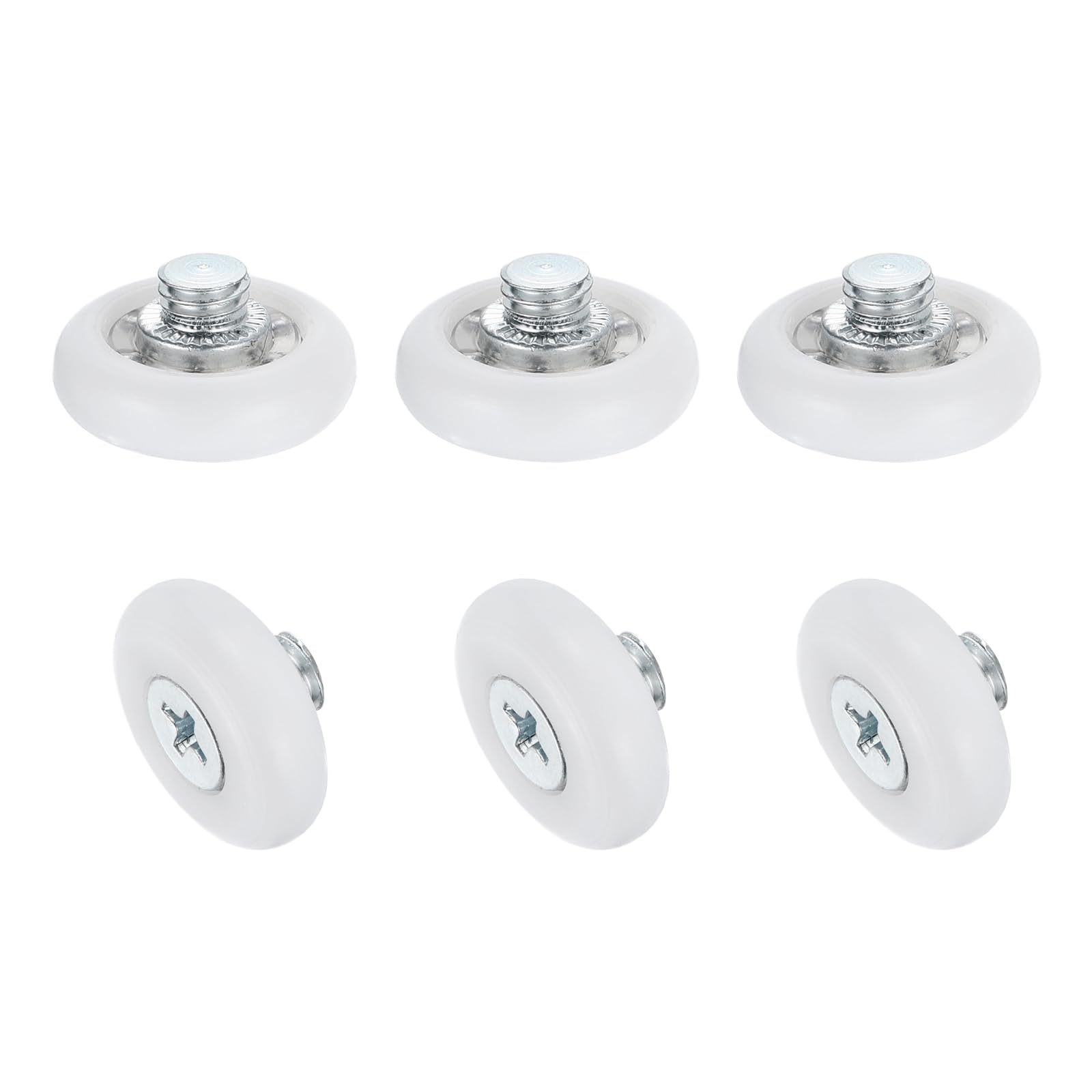 sourcing map 6Pcs 19mm Drawer Rollers, Plastic Positioning Pulleys Curved Surface Small Drawer Pulley Bearing Replacement Wheel for Furniture Parts Cabinet Cupboard Slides(M6x3mm Thread)