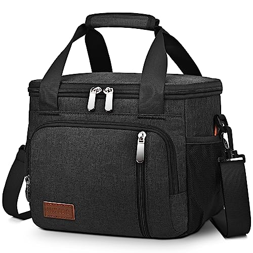 Miycoo Insulated Lunch Bag For Women Men Reusable Lunch Box For Office Work - Leakproof Soft Adults Lunch Cooler Bag With Adjustable Shoulder Belt Black #TOP9