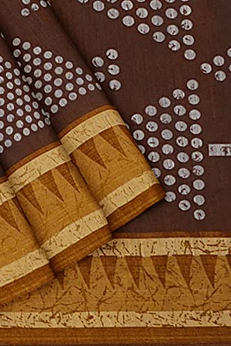 Image of Women's Brown Surat Stiff Saree With Blouse Piece (D624 Brown)