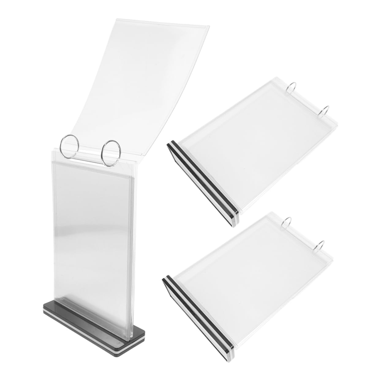 Soporte para Menú de Mesa Abatible 3 Piezas Pvc para Exposición | A6, Diseño Plegable de Sobremesa, Formato Vertical, Acabado Moderno, Pack de 3 Unidades