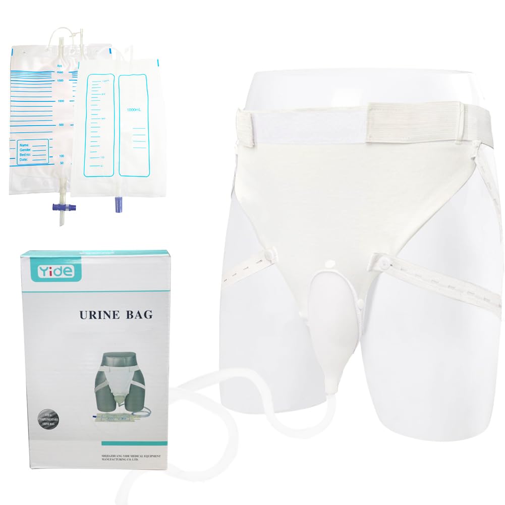 Urine Collection Bag Wearable Urinal for Men Portable Male Urine Collection Bag Urinary Drainage Bag System Elderly Urinal with 2 Urine Catheter Bags