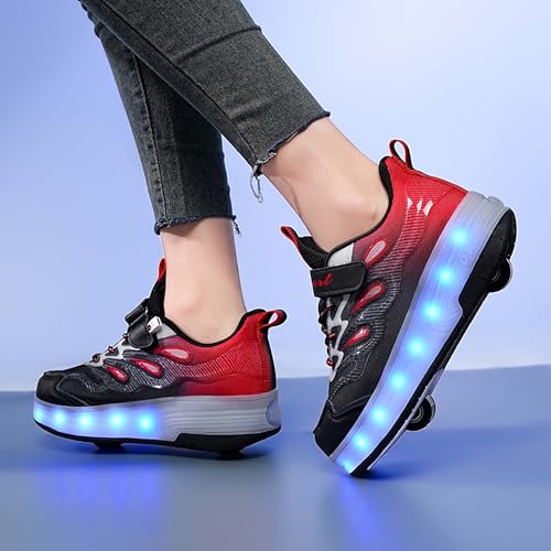 Kids Roller Shoes Boys Girls Kids LED Roller Shoes USB Rechargeable Flashing Roller Skate Shoes Retractable Roller Sneakers Outdoor Training Sports Shoes for Both Men and Women 5