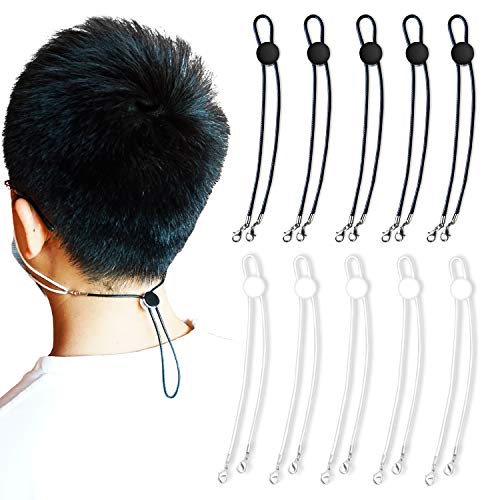 Hueapion フックベルト バンド 【10本入り】 耳 痛くならない 無段階調節 ベルト フック 補助 アジャスター付き ストラップ ネックストラップ 大人 子供兼用