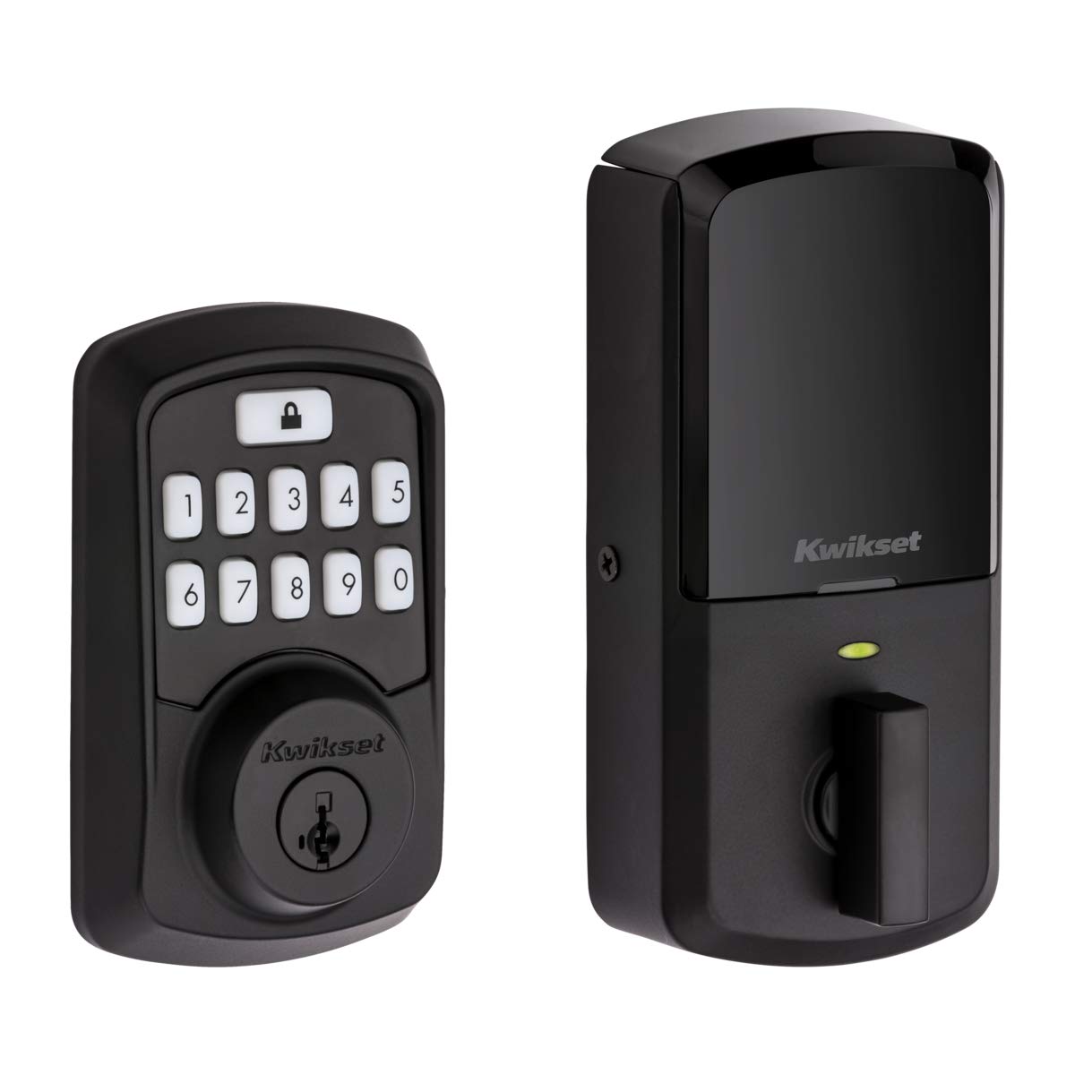 Kwikset99420-003 Aura Bluetooth Programmable Keypad Door Lock Deadbolt Featuring SmartKey Security, Iron Black