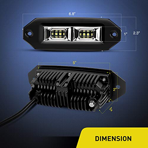 Image of Nilight 2Pcs 40W Flush Mount LED Pods Flood LED Work Light Bar, Off Road Backup Driving Lights Fog Lamp for Jeep Bumper ATV UTV SUV Truck Boat (Pack of 10)