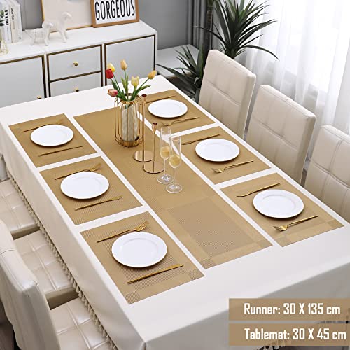 Image of HOKIPO PVC Mats for 6 Seater Dining Table with Runner (AR4260)