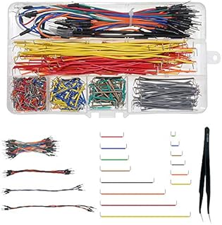 WayinTop Breadboard Jumper Wires Assorted Kit, Preformed Breadboard U-Shape Jumper Wires 14 Assorted Length + Solderless Flexible Breadboard Jumper Cables M/M + Tweezer for Breadboard Prototyping
