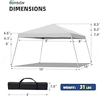Vista 2 de Tienda de campaña desplegable de 10 x 10 pies con pierna inclinada, refugio solar instantáneo al aire libre, color blanco, incluye 1 bolsa
