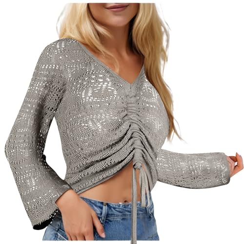 Túnica de playa para mujer transpirable de punto crochet holgado con escote hombros caídos