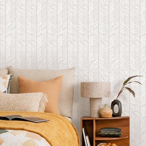 Papier peint moderne à décoller et à coller MelunMer haute résistance esthétique beige