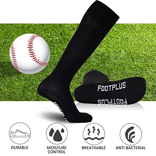 Image of FOOTPLUS Baseball Softball Socks,Unisex Over Knee High Solid Sports Rugby Summer Soccer Camps Socks