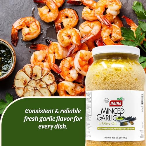 Image of Badia Minced Garlic in Olive Oil, 128 oz (8 Pound) - Fresh Minced Garlic, Bold Flavor for All Purpose Cooking, Gluten Free