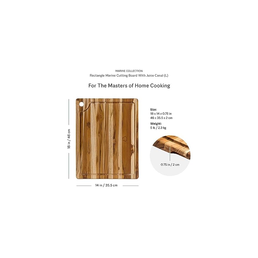 Teakhaus-Marine-Cutting-Board-with-Juice-Groove-Large-Rectangle-Cutting-Board-with-Corner-Hole-Reversible-Teak-Edge-Grain-Wood-Knife-Friendly-FSC-Certified Teakhaus Marine Cutting Board with Juice Groove - Large Rectangle Cutting Board with Corner Hole - Reversible Teak Edge Grain Wood - Knife Friendly - FSC Certified