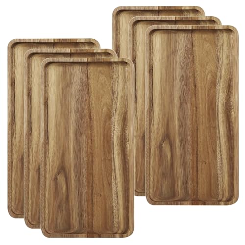 Yuanqian Bandeja De Madera De Acacia, Tabla De Embutidos De Madera, Bandeja Rectangular De Madera Para Servir Alimentos, Frutas Y Queso, 35 X 18 Cm, Bandejas De Postre De Madera 6