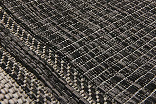 Tapete Unique Loom Outdoor Border 60x185 cm Negro/Marfil miniatura 5