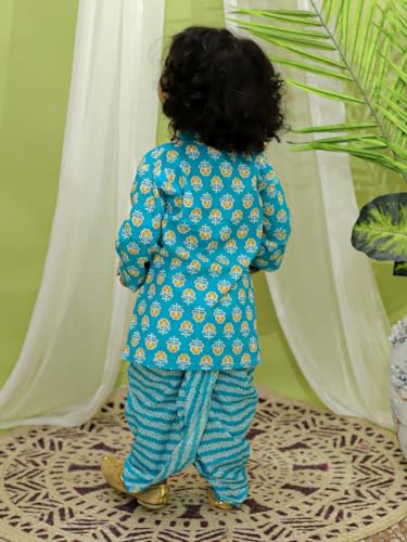 Full Sleeve Pure Cotton Dhoti Kurta for Boys- Blue2