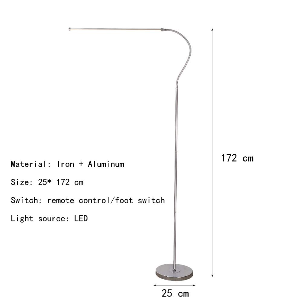 Lampa stojąca LED, nowoczesna ściemniana lampa stojąca z elastyczną szyjką łabędzią, pilot zdalnego sterowania, 3 temperatury barwowe, przełącznik nożny, metalowa lampa stojąca do salonu