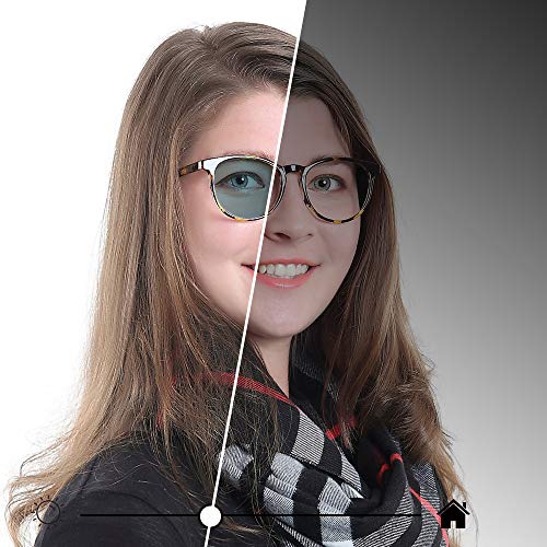 Image of YEIN Blue Light Blocking Glasses, Spring Hinge Photochromic Gray Sunglasses, Computer Reading Glasses, Gaming Glasses, TV Glasses for Women Men(Tortoise,+0.00 Magnification)