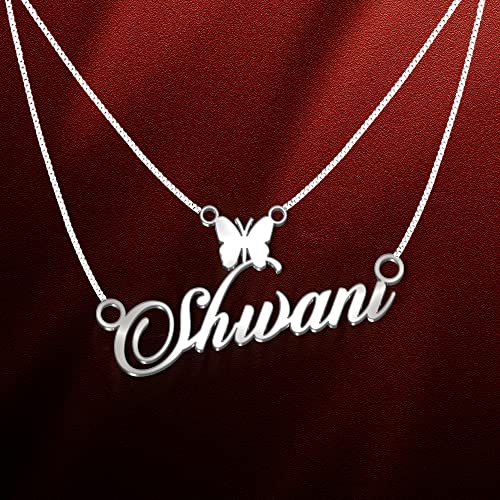 Image of Shivani Cursive Gold & Silver Name Pendant Necklace, Best Jewelry Gift for Girls.