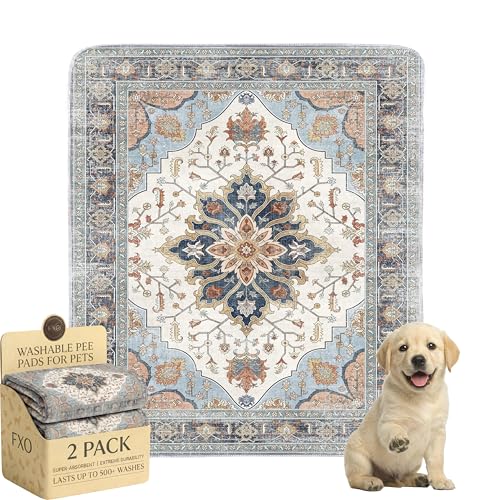 Image of Washable Pee Pads for Dogs,Great Urine Absorbent Reusable Puppy Training Pads,Waterproof,Leak-Proof & Non-Slip Potty Pads for Whelping,Crate,Playpen,Bed.(Blue Floral,31 inchx36 inch)