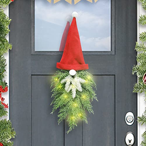 Super Holiday Christmas Wreath for Front Door, Artificial Pine Spruce Hanging Gnome Wreath Decorations with Light, for Home Window Wall Farmhouse Holiday Decor. Super Holiday Christmas Wreath for Front Door, Artificial Pine Spruce Hanging Gnome Wreath Decorations with Light, for Home Window Wall Farmhouse Holiday Decor.