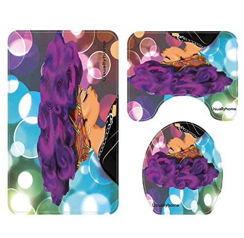 Traditionelles afrikanisches schwarzes Damen-Portraitbild Polyester Duschvorhang-Set – Bild 8