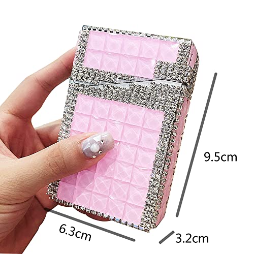 Myhobby Women Cigarette Case With Bling Handmade Rhinestone, 20 Loaded Tobacco Cigar Storage Dispenser Holder (Pink) #TOP1