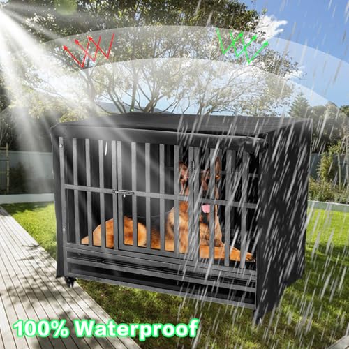 38 inch Heavy Duty Dog Crate Cover Durable 600D Oxford Fabric Dog Kennel Cover Soundproof Waterproof Sunshade Fit For Wire Dog Cage Covers With Breathable Side Window( Only Covers) - Image 5