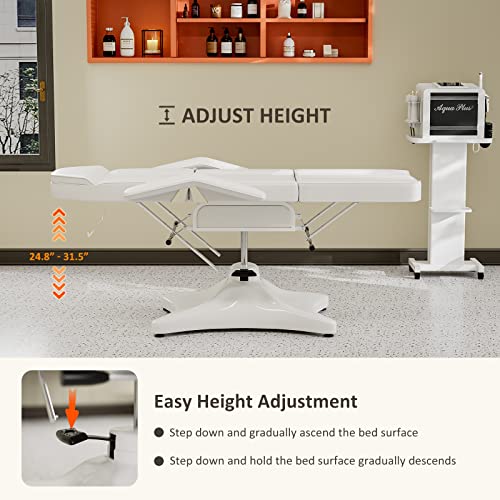 OKAKOPA-360-Swivel-Tattoo-Bed-Chair-Heavy-Duty-Facial-Esthetician-Beds-Lash-Chair-wAdjustable-Angle-and-Height-Mute-Professional-Dental-Chair-Spa-Treatment-Table-for-Massage-White