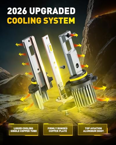Image of AUXITO 9006 HB4 LED Switchback Bulb, 6500K Cool White & 3000K Amber Yellow, 50000LM Brighter Ultra-Bright, Plug N Play, Long Lifespan, No Flicker, Fit For 99% Vehicles, 2PCS