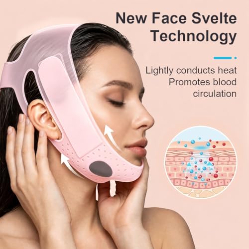 Image of MAYCREATE Soft Silicone V Line Double Chin Lift Mask Chin Up V Shaped Face Shaper Face Lifting Mask Jawline Shaper Strap for Women - Pink