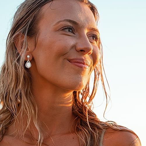 FANCIME Created Opal Earrings Sterling Silver Teardrop Stud Earrings with 2 White Fire Opal Stones October Birthstone Earrings Fine Jewelry for Women2