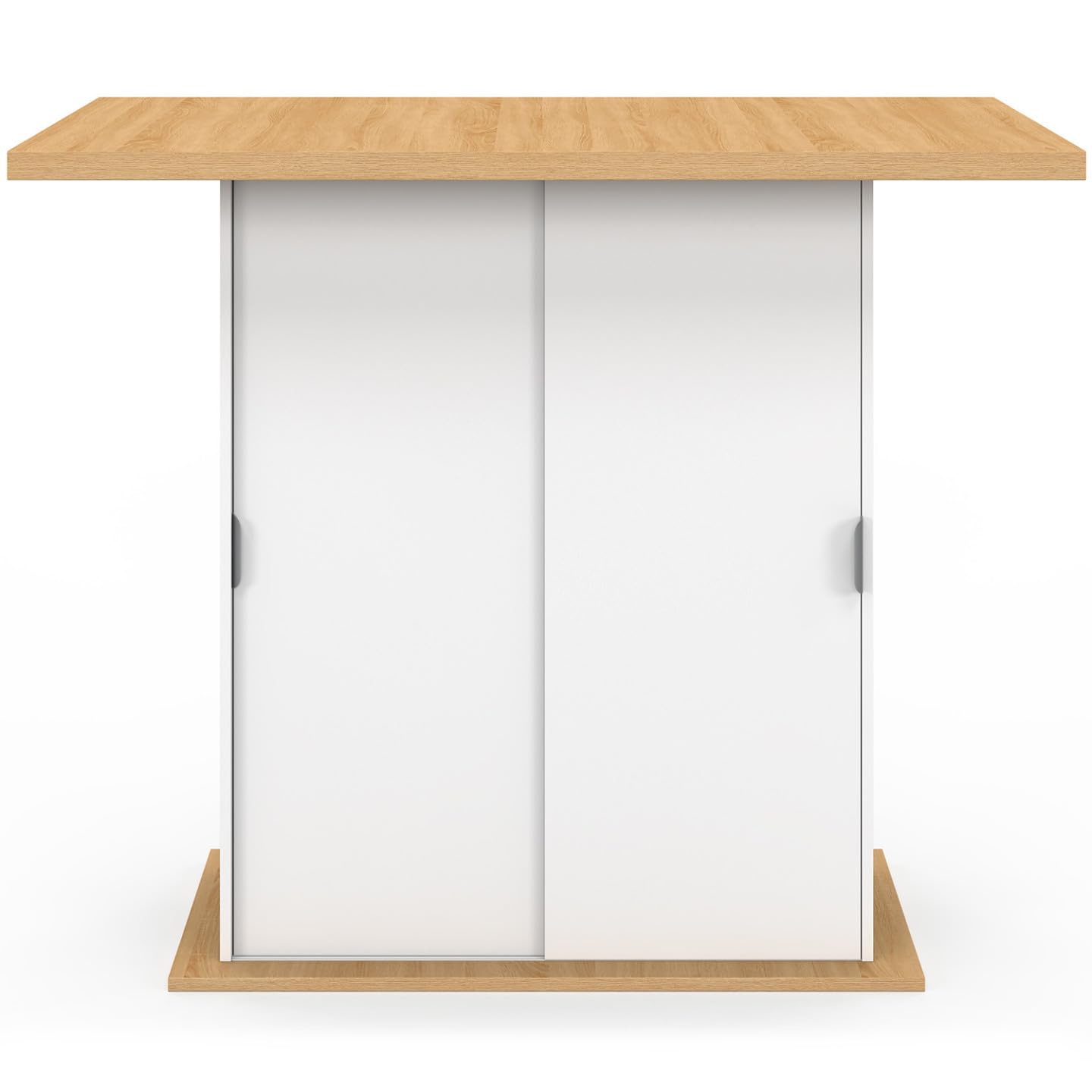 IDMarket - Ilot Central 4 Personnes Paxton 110 cm Pied Central avec Rangement Bois Blanc avec Plan de Travail façon hêtre