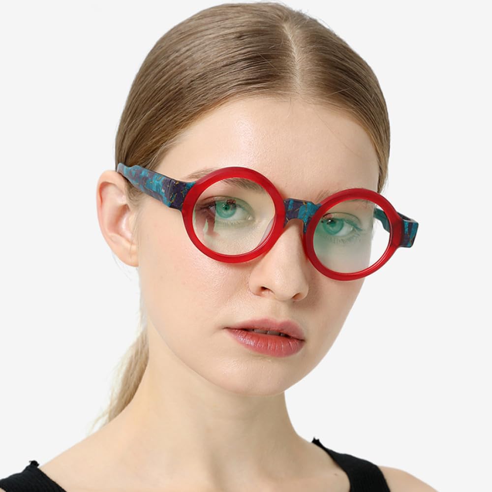 MUTYNE Occhiali da vista in acetato opaco Montatura da uomo Occhiali da vista rotondi grandi multicolori a gamba larga Occhiali da vista da donna