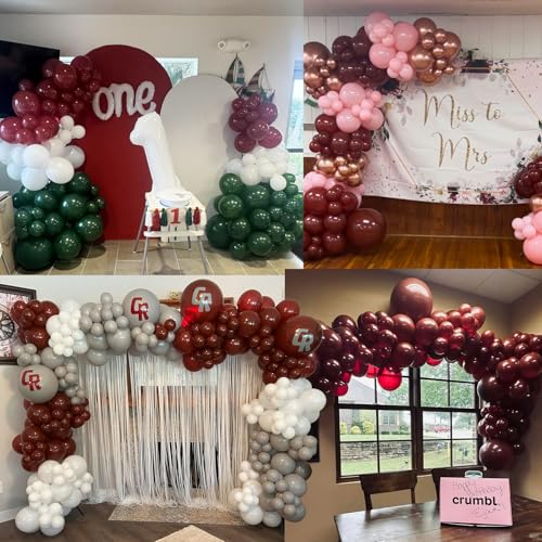 Image of Burgundy Balloons, 114pcs Different Sizes Matte Maroon Balloon Arch Kit, 18 /12 /10 /5Inch for Valentine's Day Anniversary Graduation Wedding Birthday Party Decor