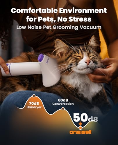 oneisall Cordless Low Noise Dog Grooming Vacuum,5200 mAh Dog Grooming Kit with Clippers,Nail Grinder,Trimmer,2L Dustbin for Shedding with Grooming Tools-Quiet Suitable for All Breeds,Comfy C1