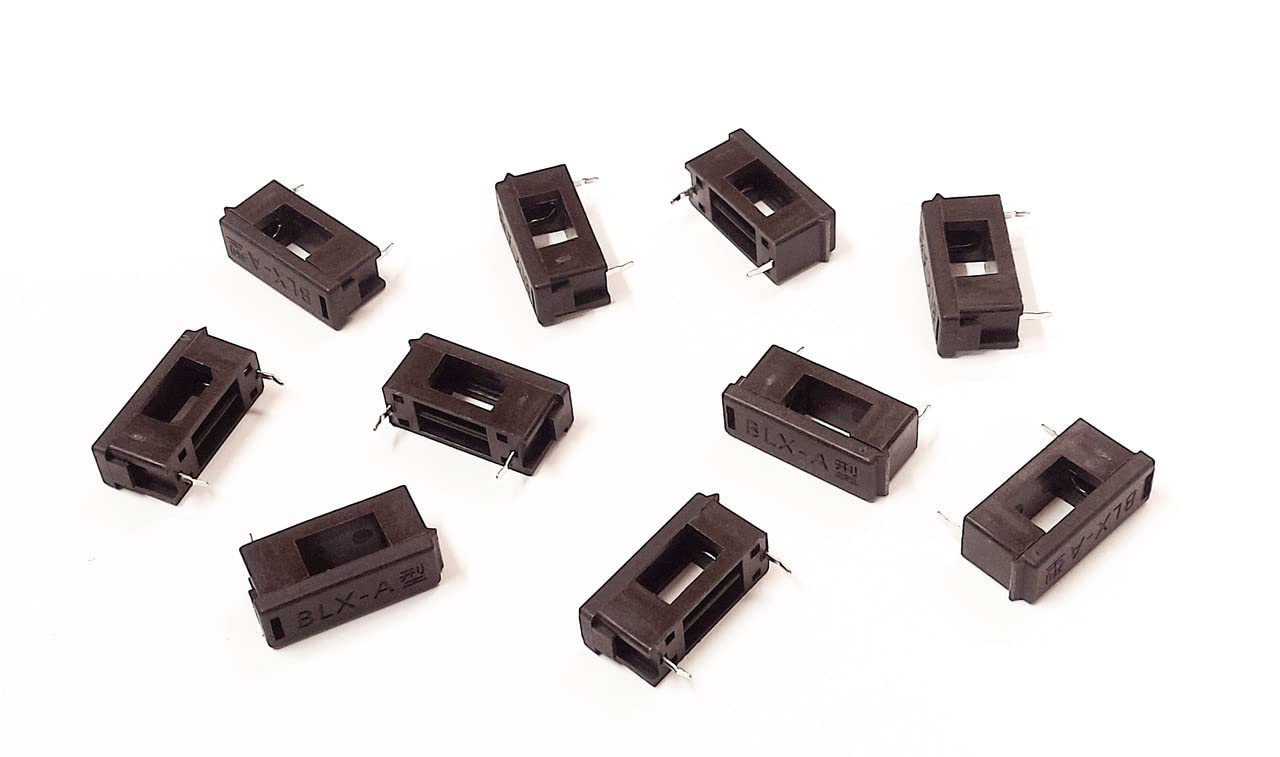 10 Pc BLX-A Fuse Holder PCB Mount 5mm x 20mm 15A/125v-250v Black Plastic & Ceramic FUSE