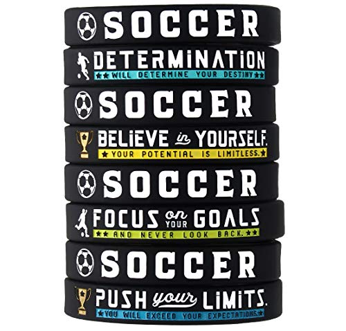 Inkstone Soccer Bracelets with Motivational Sports Quotes Silicone Rubber Wristbands Gift