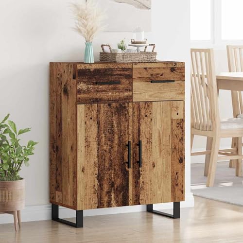 Gecheer Aparador Moderno Madera Contrachapada con Cajones y Puertas Estilo Minimalista para Sala de Estar, Comedor Robusto y Duradero Diseño Contemporáneo con Patas Cuadradas Fácil Mantenimiento M