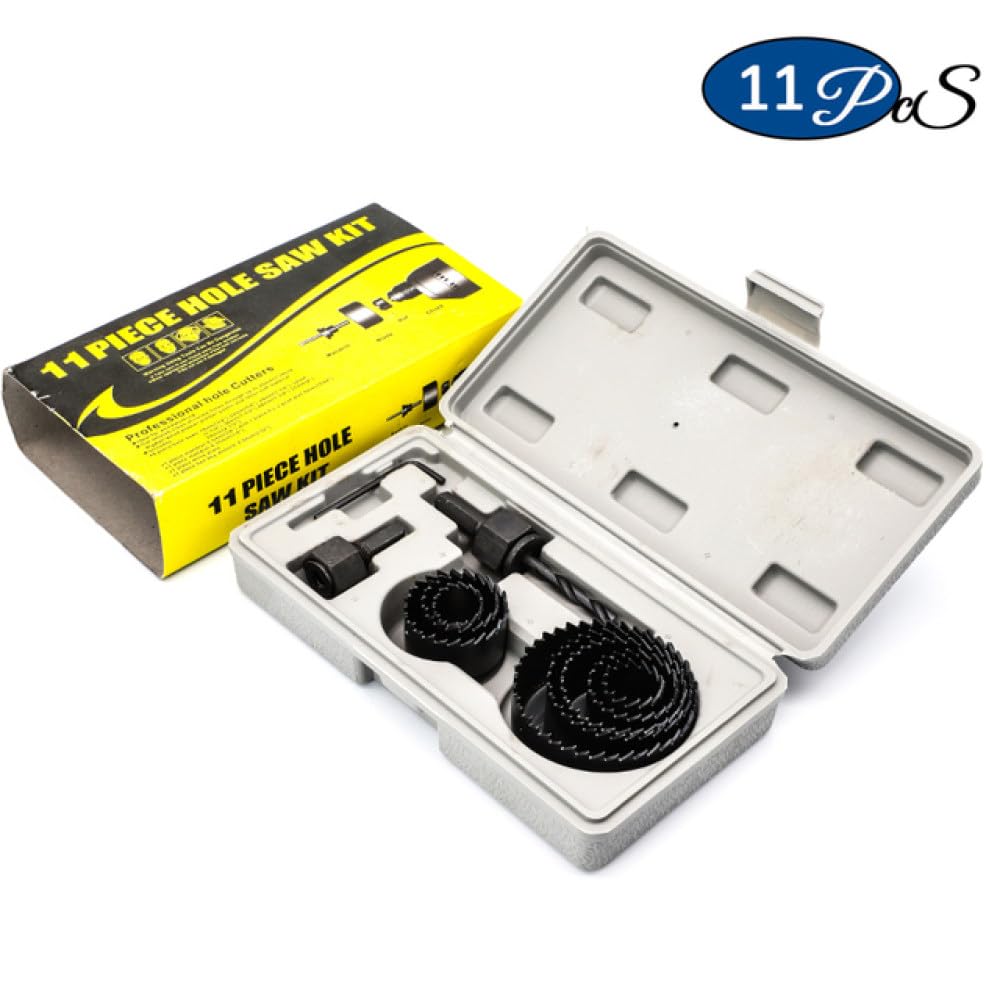 11/16 pezzi set di seghe a tazza per la lavorazione del legno set di punte da trapano in acciaio al carbonio 19-127mm set di frese per soffitto in cartongesso kit seghe a tazza per legno, 11 PZ, 1