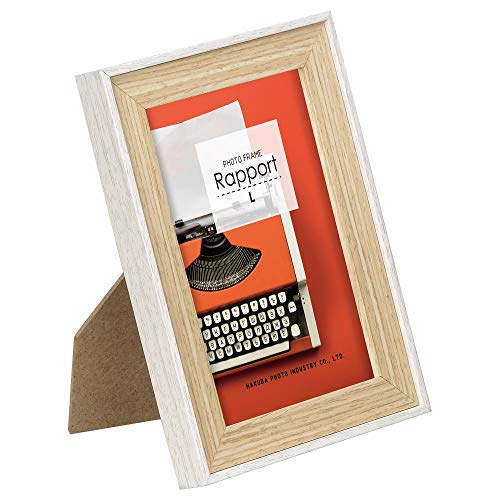 HAKUBA 木製 額縁 フォトフレーム ラポール Lサイズ ホワイト FWRP-WTL スタンド付 木目調 吊り紐付